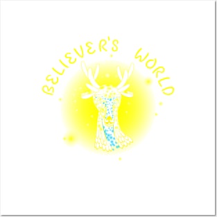 Texted Plain Bright Colors Version - Believer's World with Resident Wopppo Posters and Art